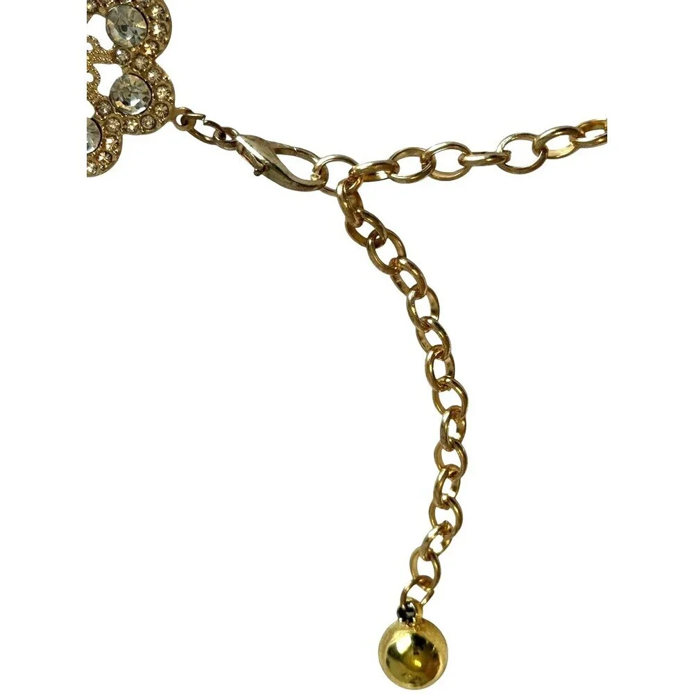 Vintage Crystal Rhinestone Flower Chain Belt Women Gold Bridal Sparkle